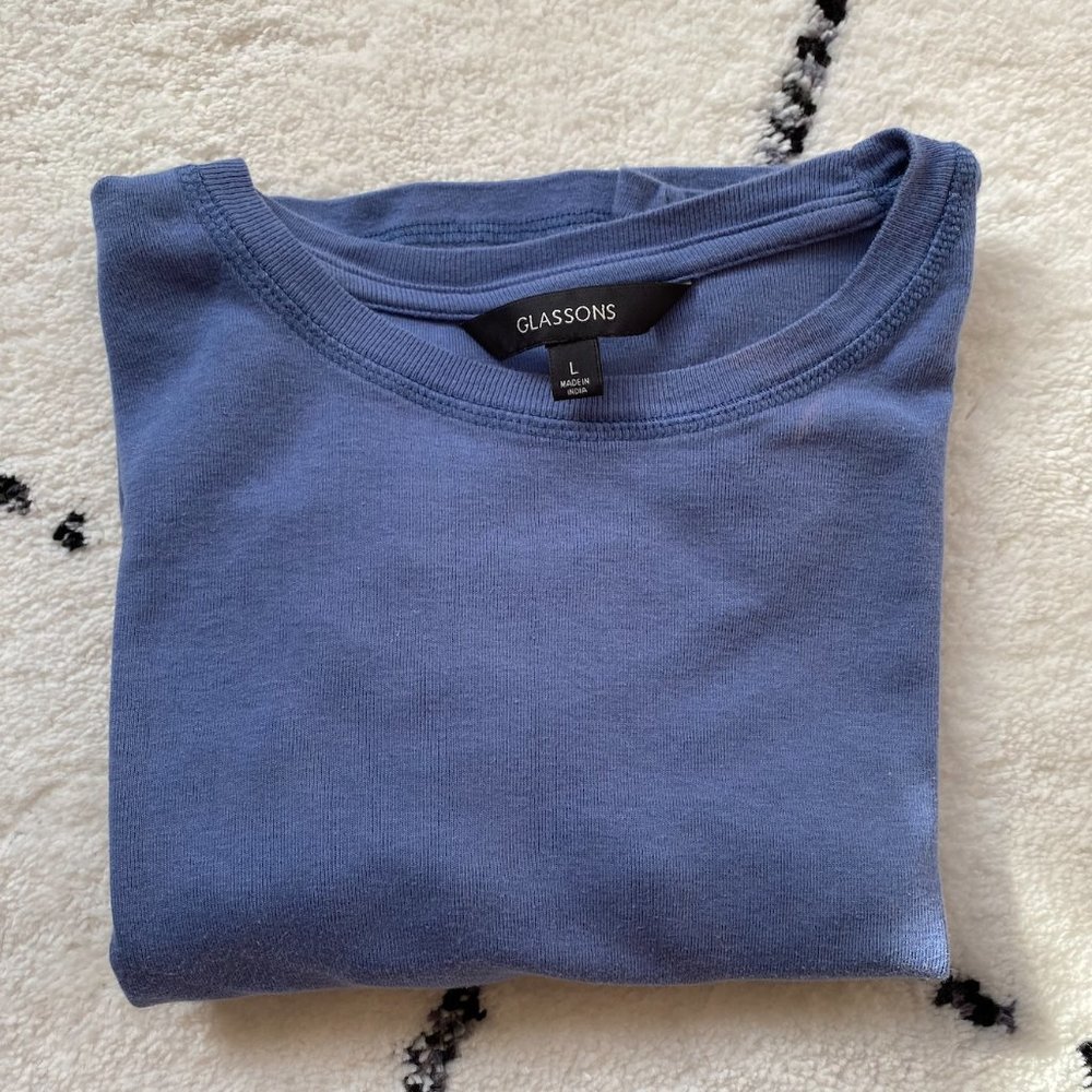 Glassons Blue Basic Crew Tee (color: IM A DOLPHIN)